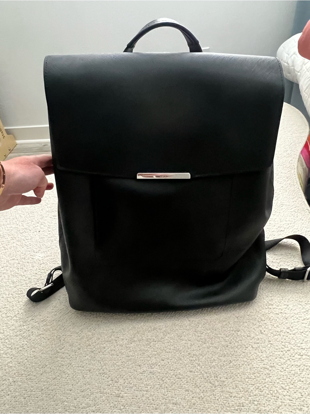 Tumi Black Leather Backpack - Minimalist Business Backpack